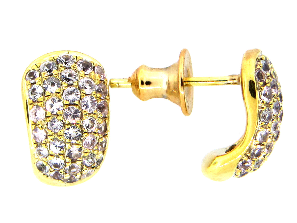 WHITE SAPPHIRE EARRING, YELLOW FINISH