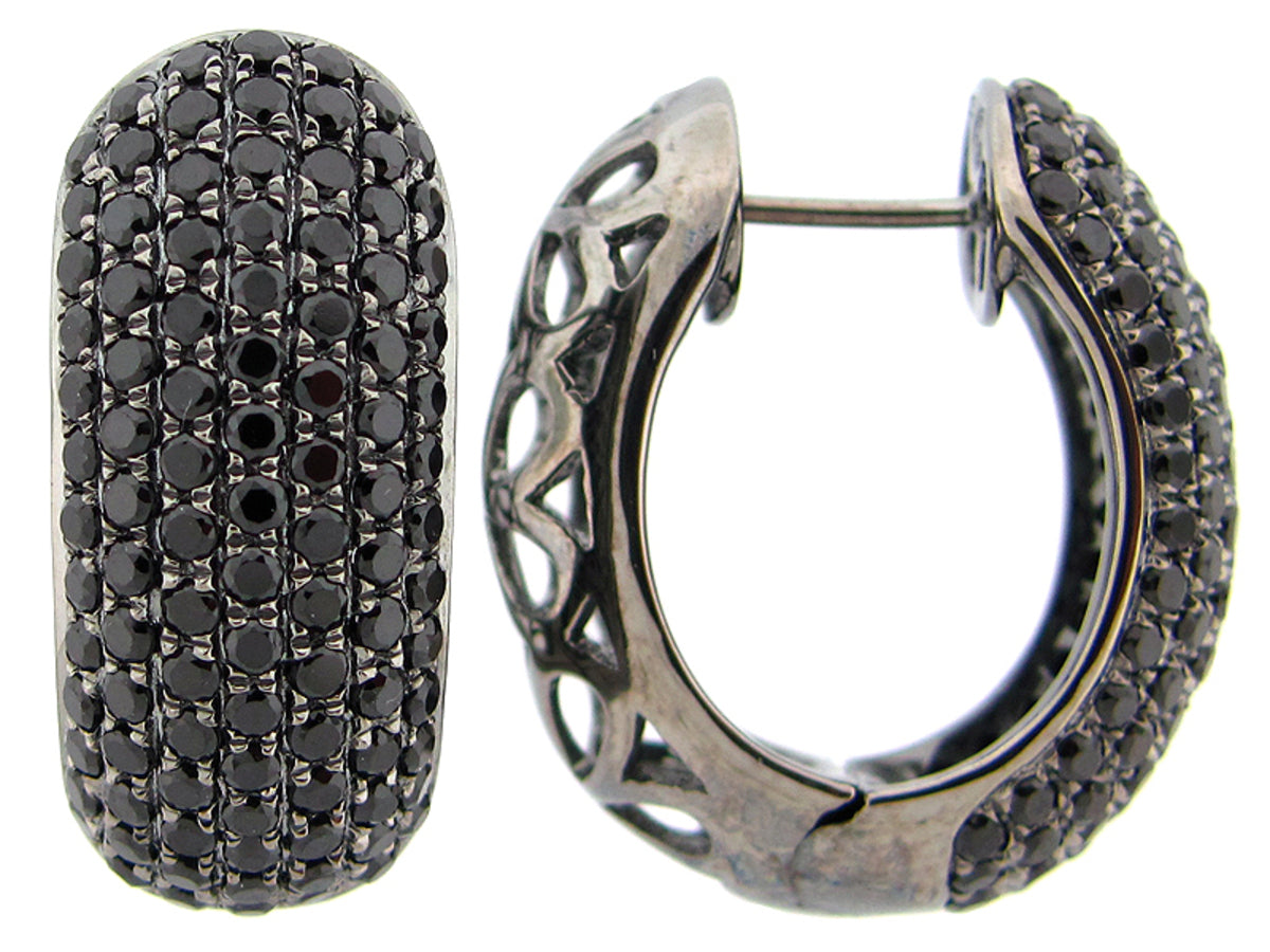 BLACK SPINEL EARRING, BLACK FINISH, SILVER (N)