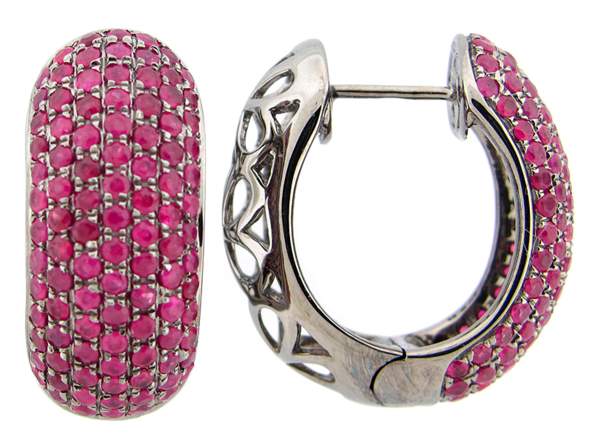 RUBY EARRING , BLACK FINISH, SILVER (H)