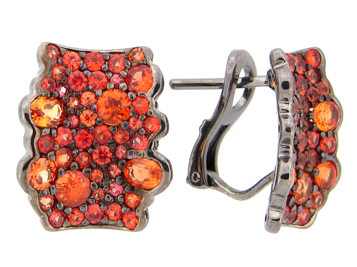 ORANGE SAPPHIRE EARRING, BLACK FINISH, SILVER (H/U)