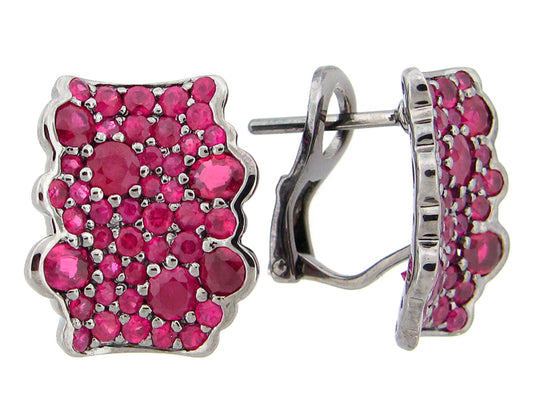 RUBY EARRING, BLACK FINISH, SILVER (H)