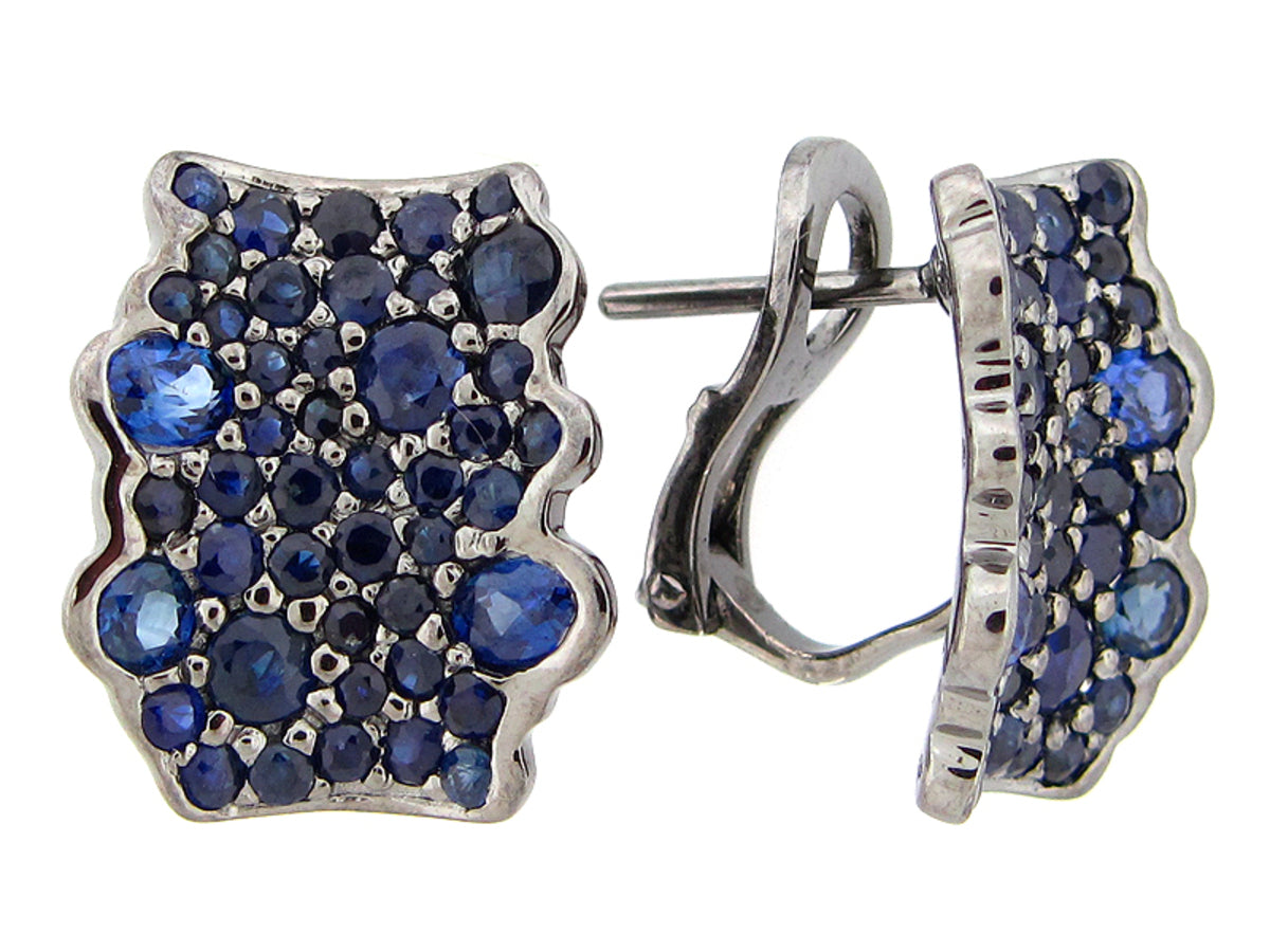SAPPHIRE EARRINGS, BLACK FINISH, SILVER (H)