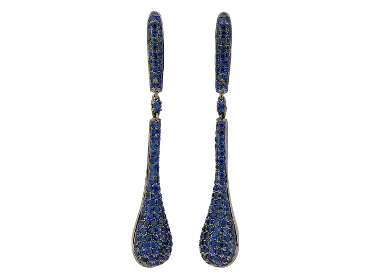 SAPPHIRE EARRING, BLACK FINISH, SILVER (H)