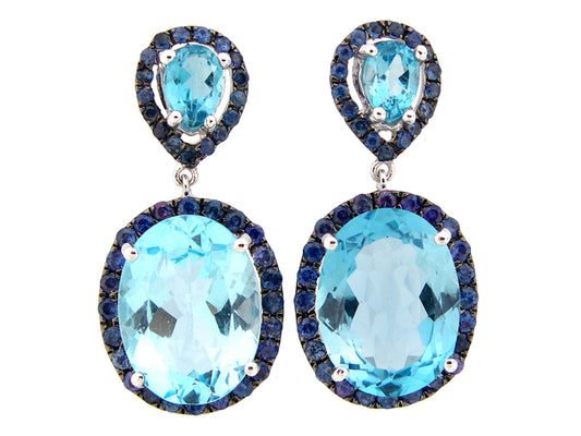 BLUE TOPAZ & SAPPHIRE EARRING, SILVER (R/H)