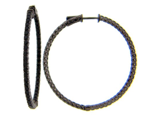 BLACK SPINEL EARRING, BLACK FINISH, SILVER (N)