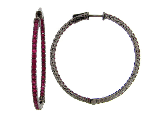 RUBY EARRING, BLACK FINSIH, SILVER (H)