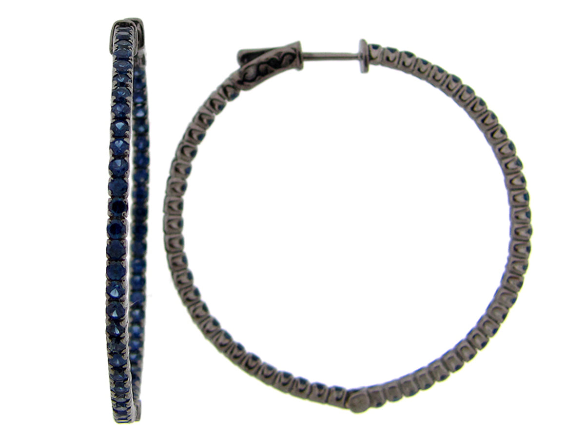 SAPPHIRE EARRING, BLACK FINISH, SILVER (H)