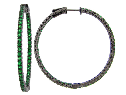 Tsavorite Earring, Black Finish, Silver (N)