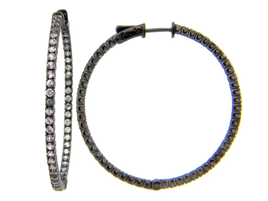 WHITE SAPPHIRE EARRING, BLACK FINISH, SILVER (H)