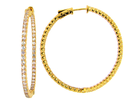 WHITE SAPPHIRE EARRING, YELLOW FINISH, SILVER (H)