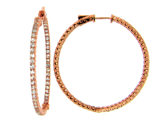 WHITE SAPPHIRE EARRING,  ROSE FINISH, SILVER (H)