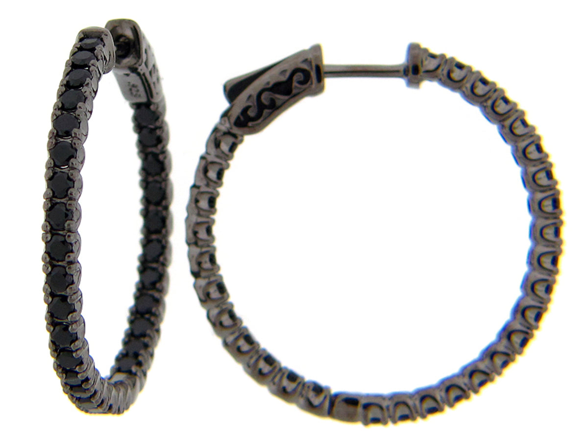 BLACK SPINEL EARRING, BLACK FINISH, SILVER (N)