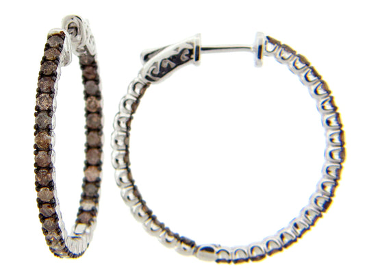 BROWN DIAMOND EARRING, SILVER (N)