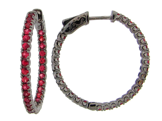 ORANGE SAPPHIRE EARRING, BLACK FINISH, SILVER (H/U)