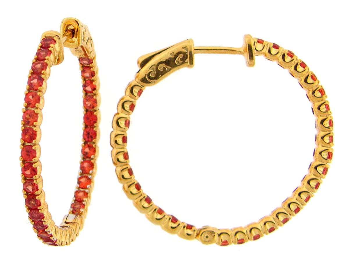ORANGE SAPPHIRE EARRING, YELLOW FINISH, SILVER (H/U)