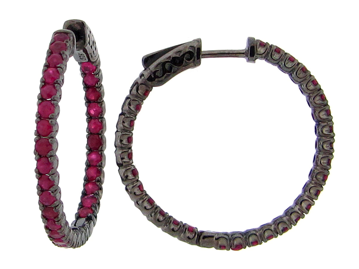 RUBY EARRING, BLACK FINISH, SILVER (H)