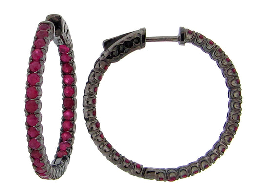 RUBY EARRING, BLACK FINISH, SILVER (H)