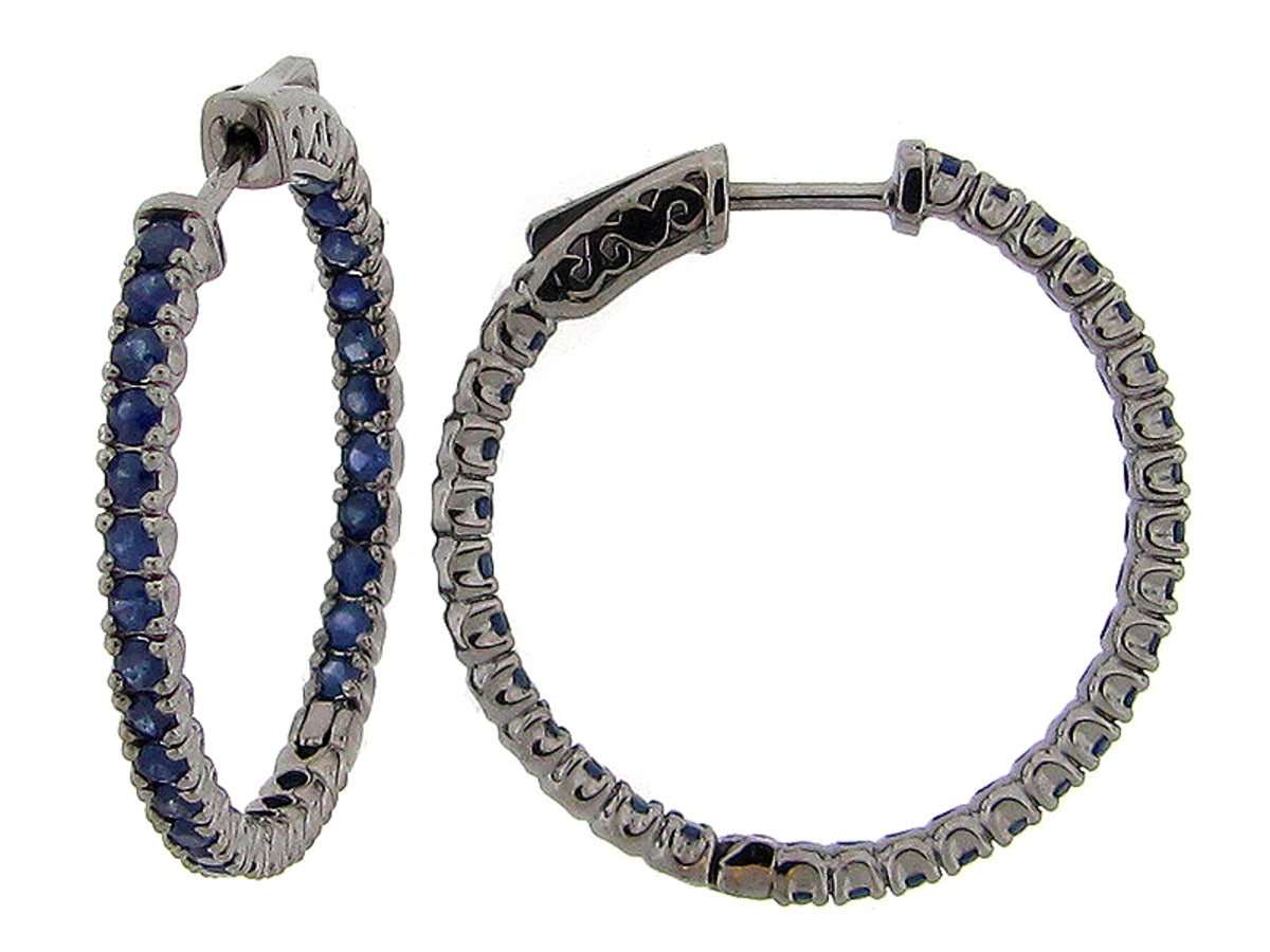 SAPPHIRE EARRING, BLACK FINISH, SILVER (H)