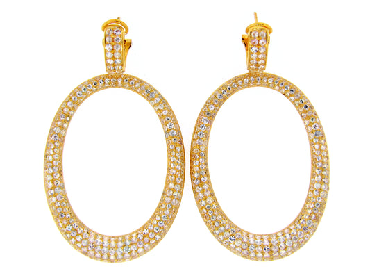 WHITE SAPPHIRE EARRING,YELLOW FINISH, SILVER (H)