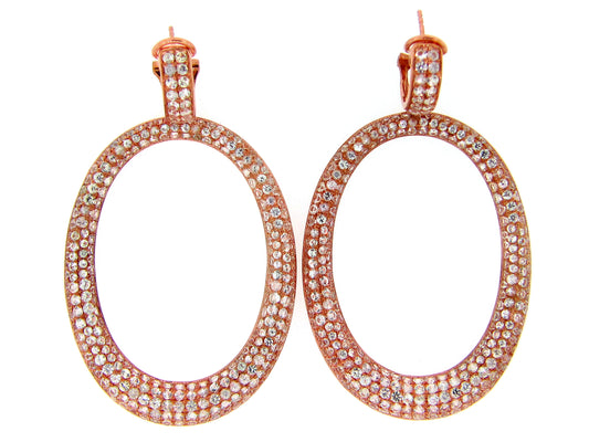 WHITE SAPPHIRE EARRING, ROSE FINISH, SILVER (H)