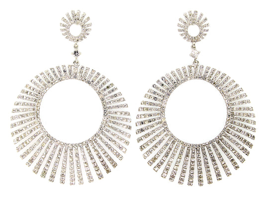 WHITE SAPPHIRE STARBURST EARRING, SILVER (H)