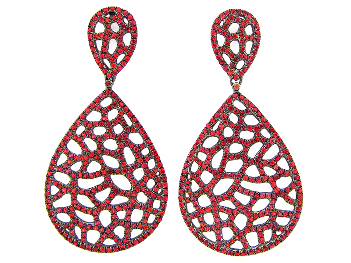 ORANGE SAPPHIRE EARRING, BLACK FINISH, SILVER (H/U)