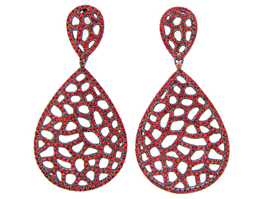 ORANGE SAPPHIRE EARRING, BLACK FINISH, SILVER (H/U)