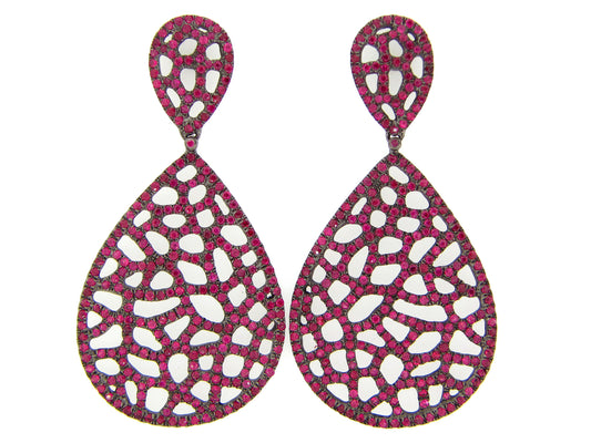 RUBY EARRING, BLACK FINISH, SILVER (H)