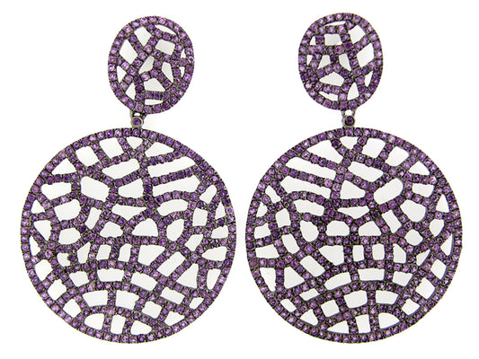 AMETHYST EARRING, BLACK FINISH, SILVER (H)