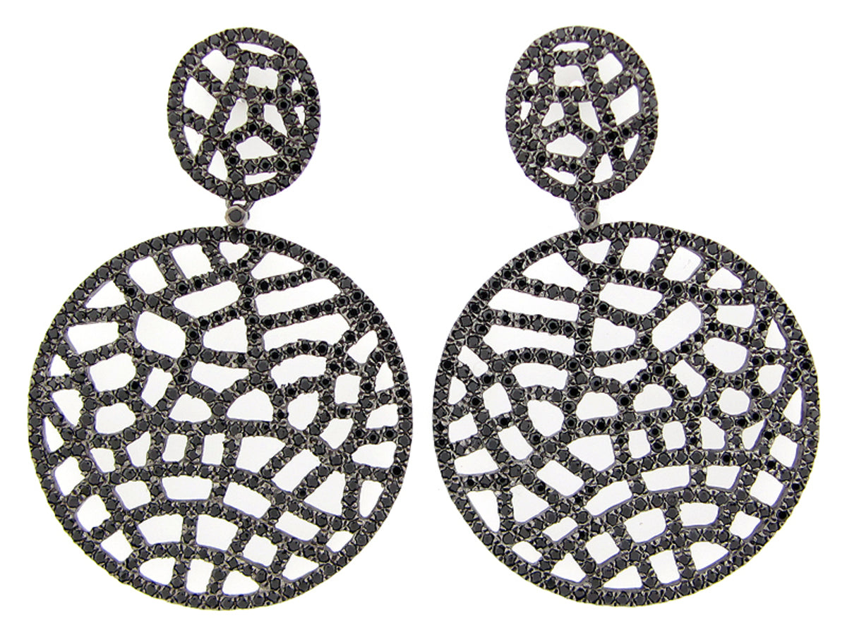 BLACK SPINEL EARRING, BLACK FINISH, SILVER (N)