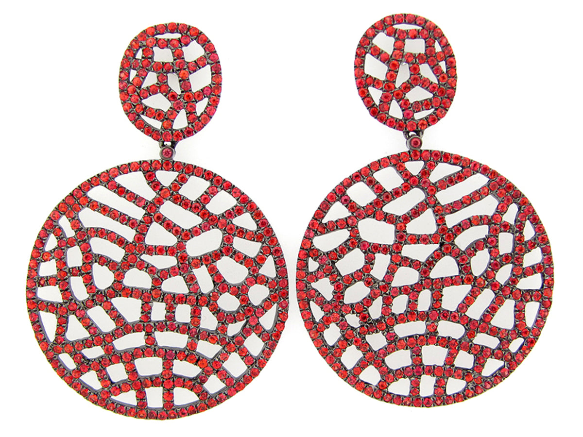 ORANGE SAPPHIRE EARRING, BLACK FINISH, SILVER (H/U)