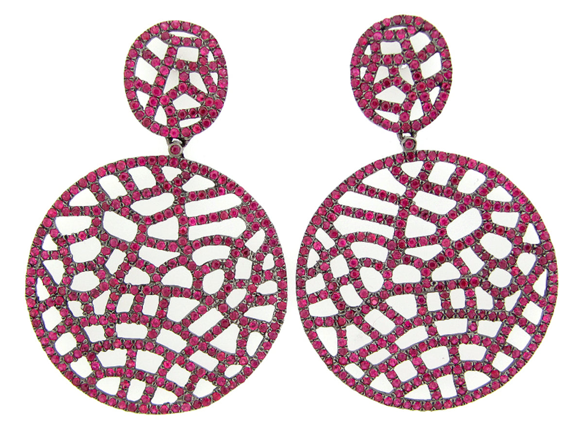 RUBY EARRING, BLACK FINISH, SILVER (H)