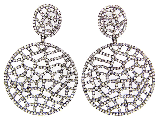 WHITE SAPPHIRE EARRING, BLACK FINISH, SILVER (H)