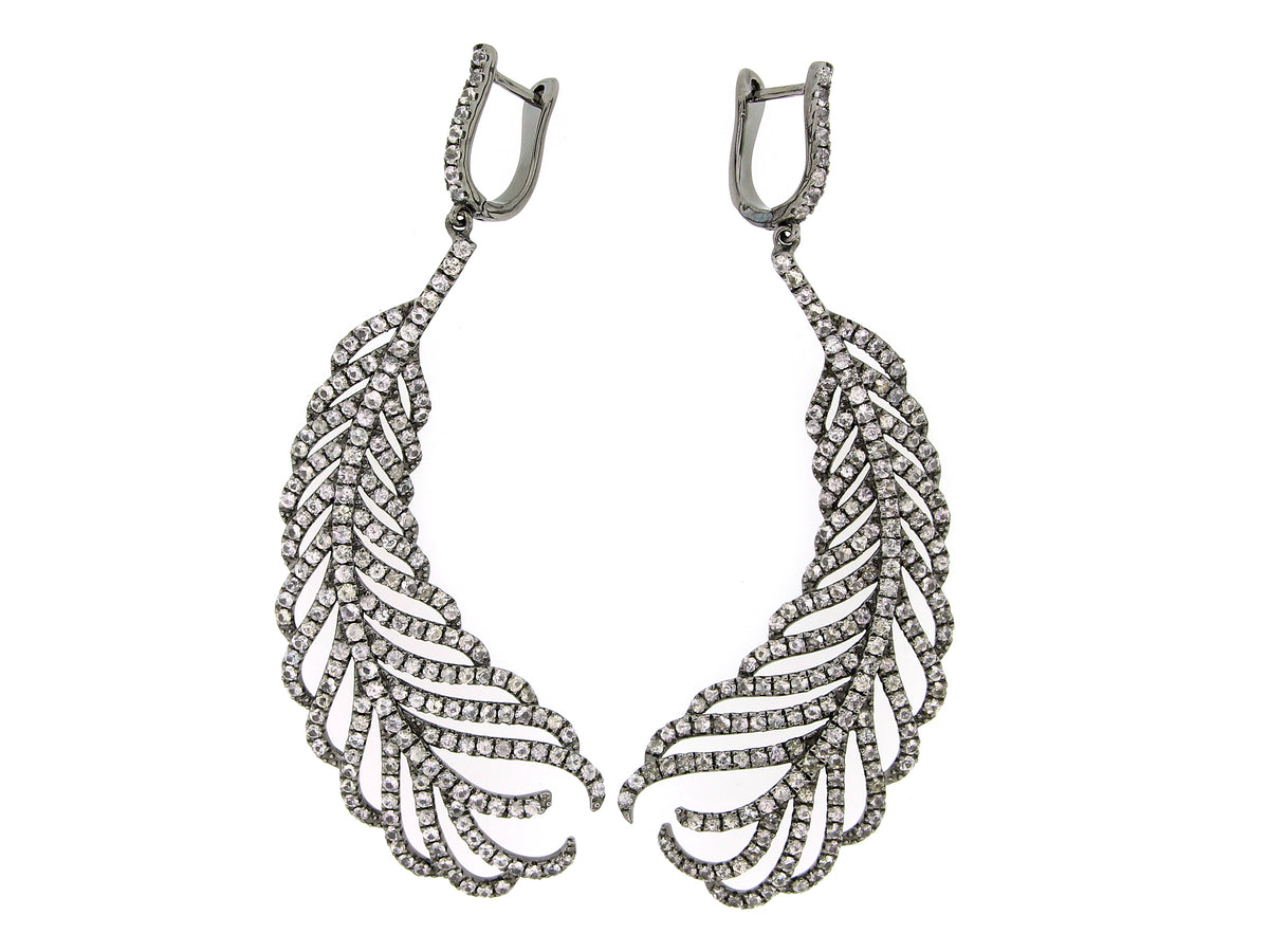 WHITE SAPPHIRE EARRING, BLACK FINISH, SILVER (H)