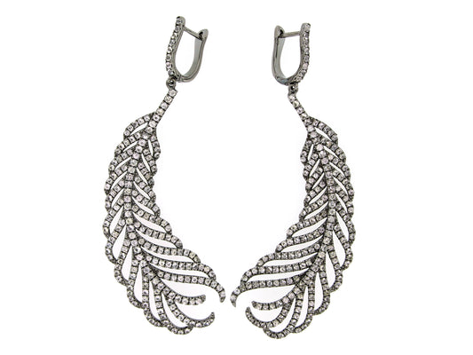 WHITE SAPPHIRE EARRING, BLACK FINISH, SILVER (H)