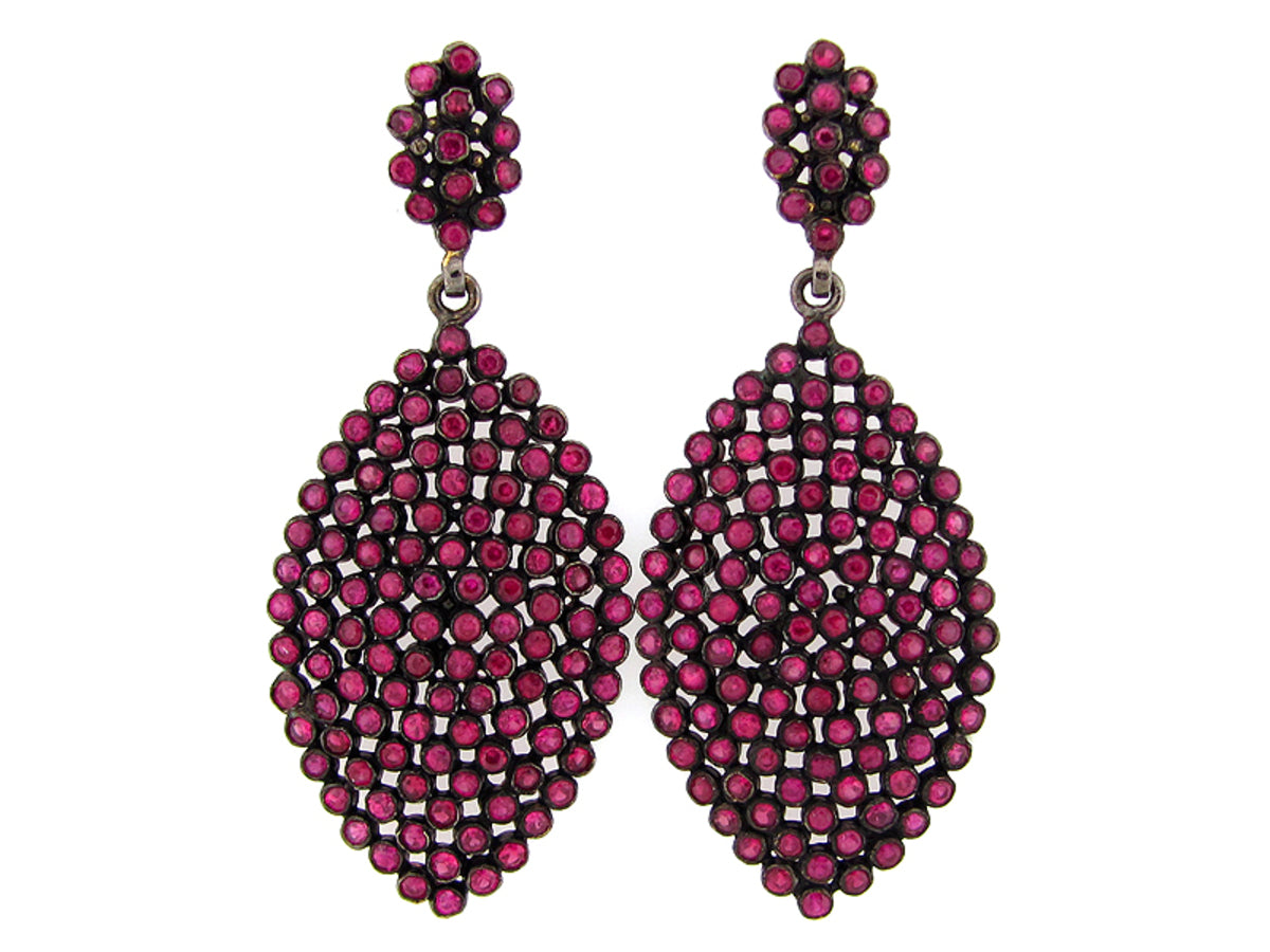 RUBY EARRING, SILVER (H)