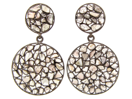 DIAMOND SLICE EARRING, SILVER, BLACK FINISH