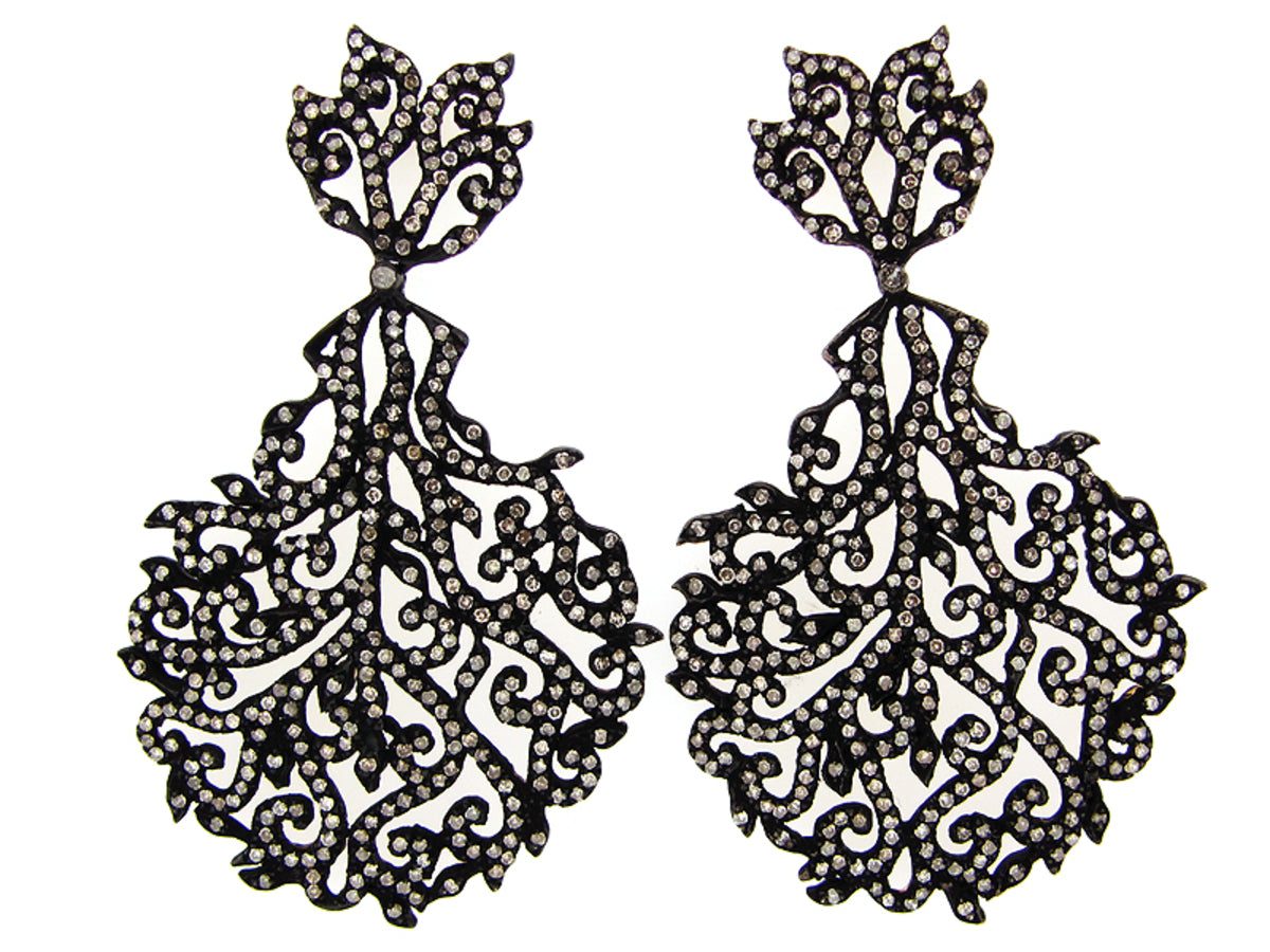 BROWN DIAMOND EARRING, SILVER (N)