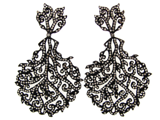 BROWN DIAMOND EARRING, SILVER (N)