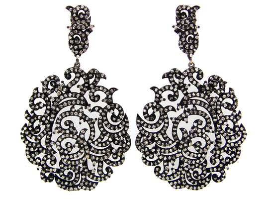 BROWN DIAMOND EARRING, SILVER (N)