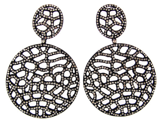 BROWN DIAMOND EARRING, SILVER (N)