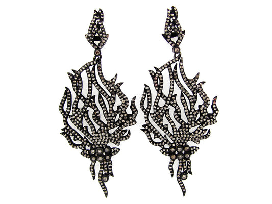 BROWN DIAMOND EARRING, SILVER (N)