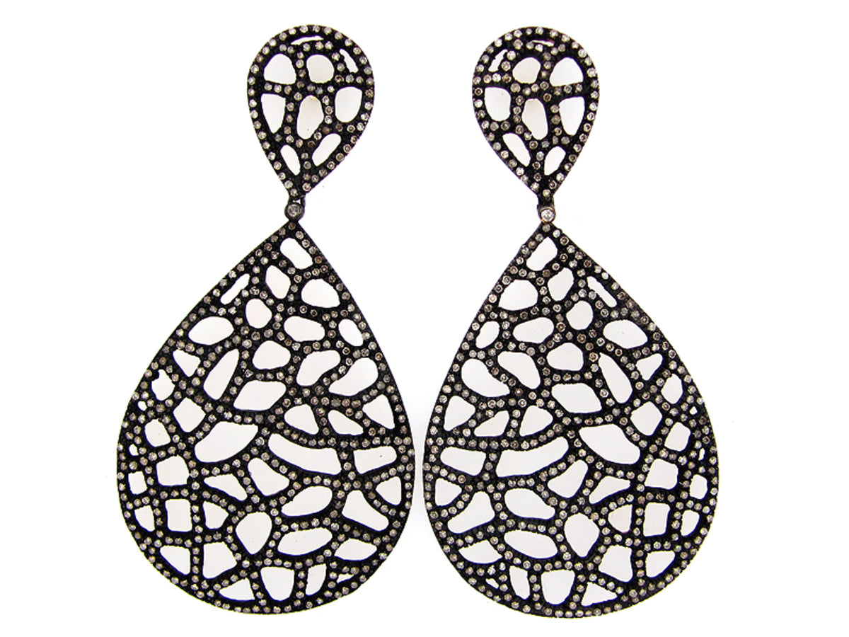 BROWN DIAMOND EARRING, SILVER (N)