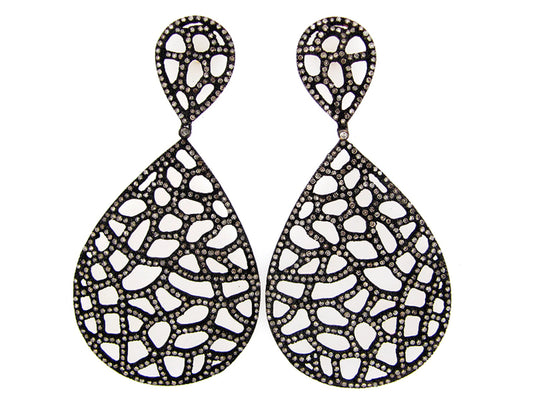 BROWN DIAMOND EARRING, SILVER (N)