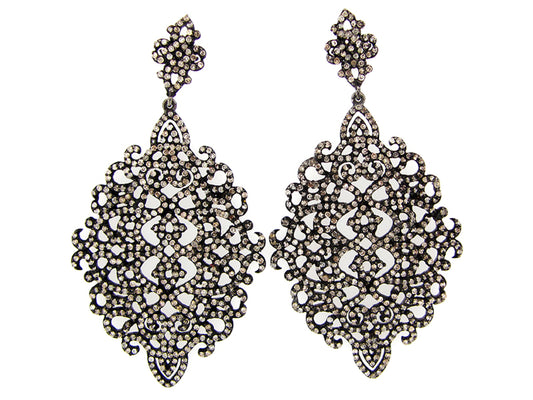 BROWN DIAMOND EARRING, SILVER (N)