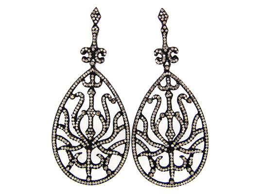 BROWN DIAMOND EARRING, SILVER (N)
