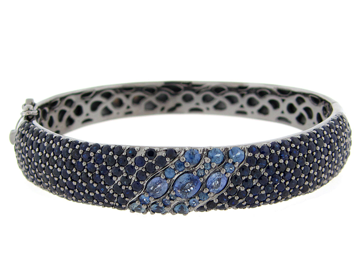 SAPPHIRE BANGLE, BLACK FINISH, SILVER (H)