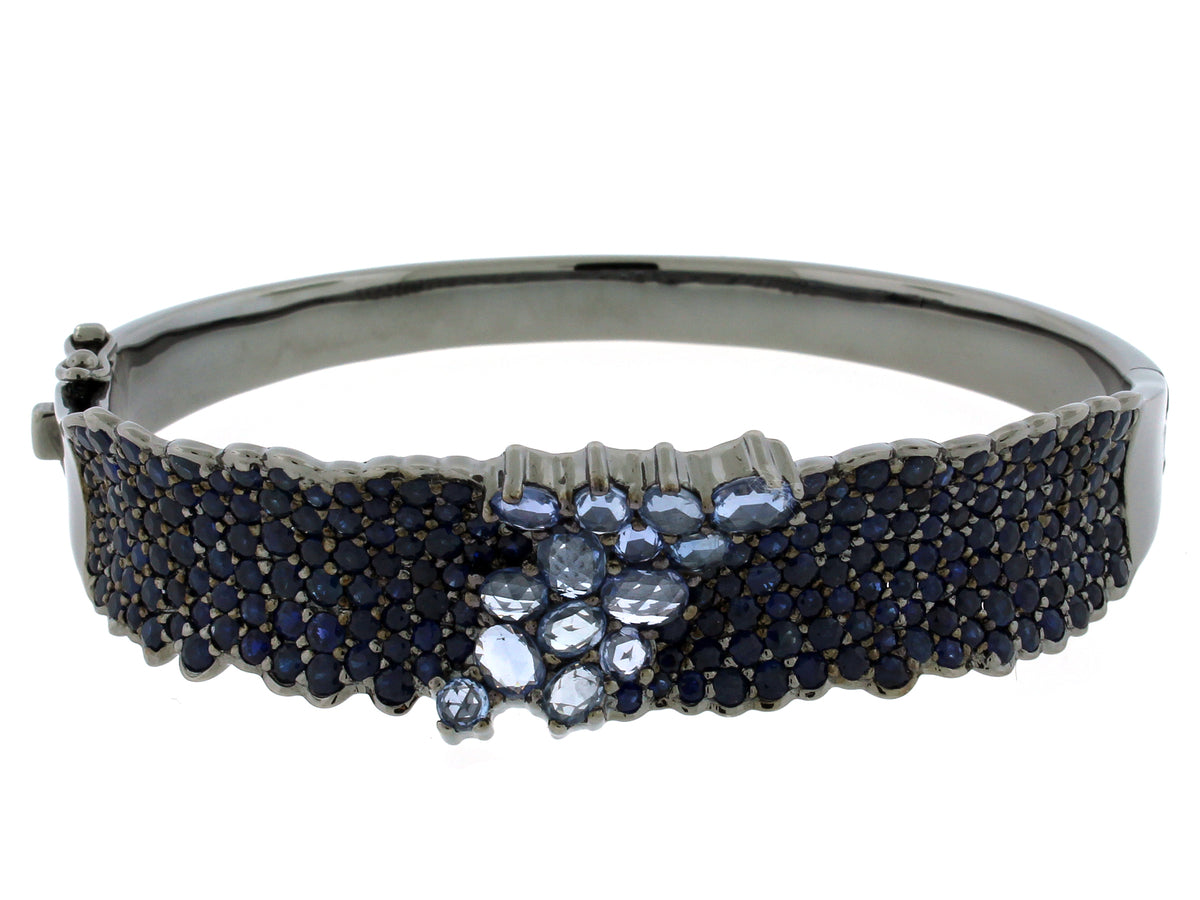SAPPHIRE BANGLE, BLACK FINISH, SILVER (H)