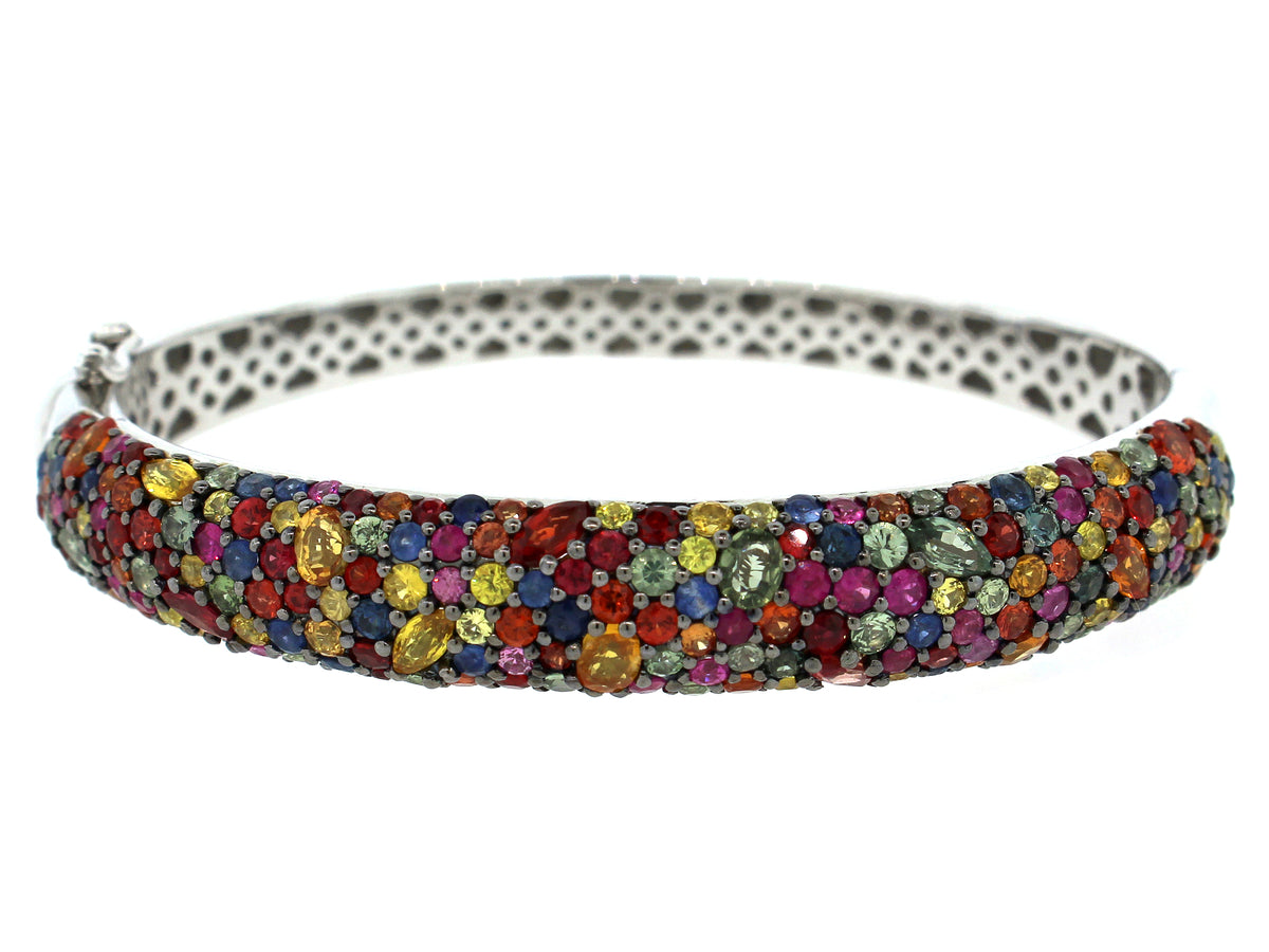 RAINBOW SAPPHIRE BANGLE, SILVER (H/U)