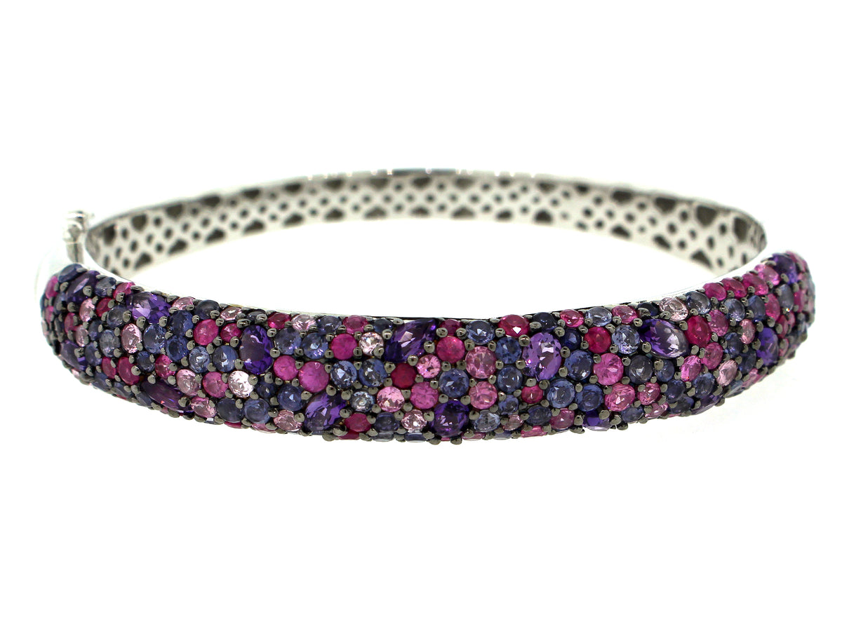 FANCY SAPPHIRE, IOLITE, & AMETHYST BANGLE, SILVER (H)